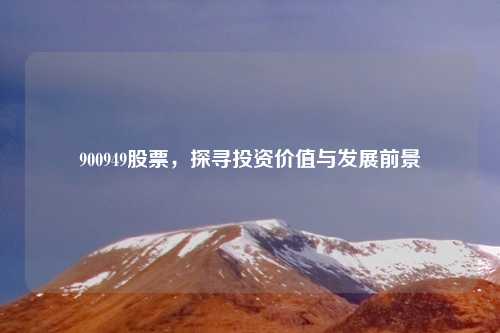 900949股票，探寻投资价值与发展前景