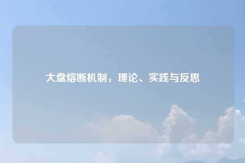大盘熔断机制，理论、实践与反思