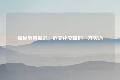 探秘剑南春吧，酒文化交流的一方天地
