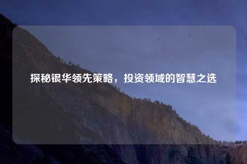 探秘银华领先策略，投资领域的智慧之选