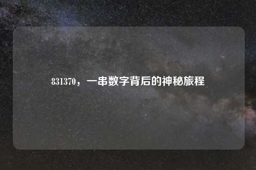 831370，一串数字背后的神秘旅程