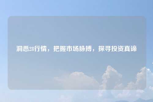 洞悉28行情，把握市场脉搏，探寻投资真谛