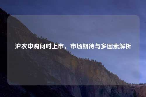 沪农申购何时上市,市场期待与多因素解析