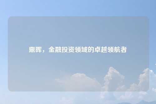 鼎晖，金融投资领域的卓越领航者