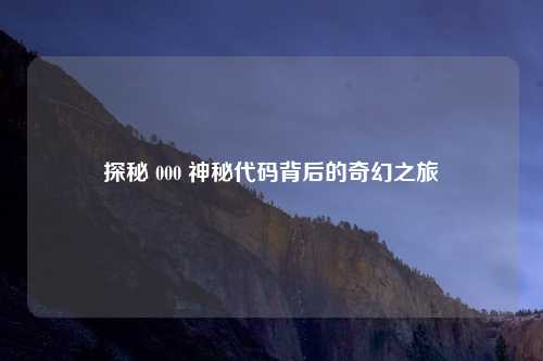 探秘 000 神秘代码背后的奇幻之旅