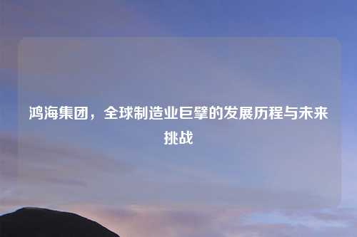 鸿海集团，全球制造业巨擘的发展历程与未来挑战