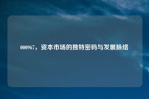 000967，资本市场的独特密码与发展脉络
