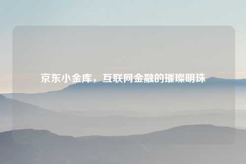 京东小金库，互联网金融的璀璨明珠