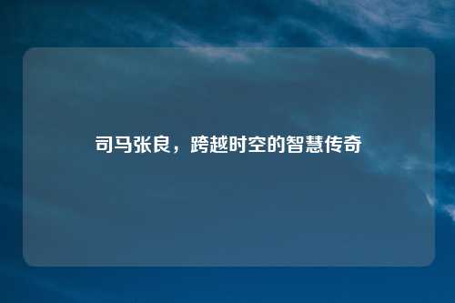 司马张良，跨越时空的智慧传奇