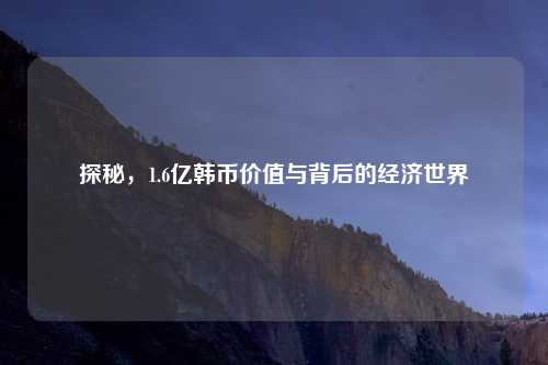 探秘，1.6亿韩币价值与背后的经济世界