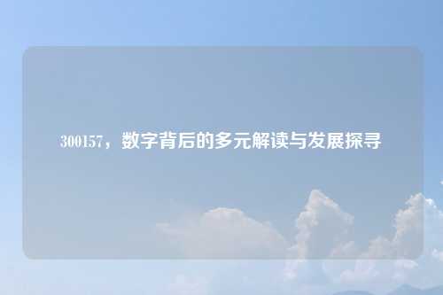300157，数字背后的多元解读与发展探寻