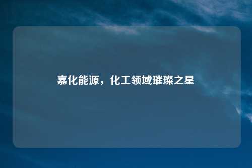 嘉化能源，化工领域璀璨之星