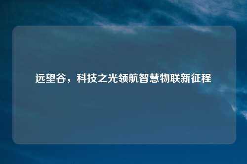 远望谷，科技之光领航智慧物联新征程