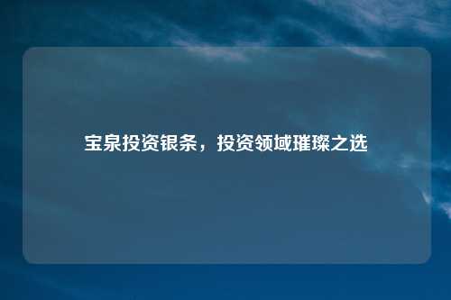 宝泉投资银条，投资领域璀璨之选