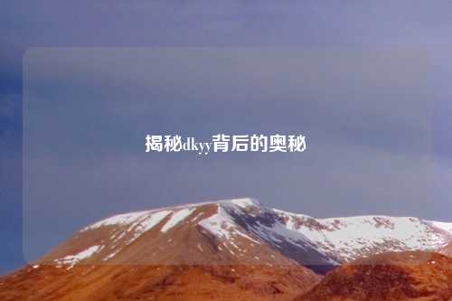 揭秘dkyy背后的奥秘