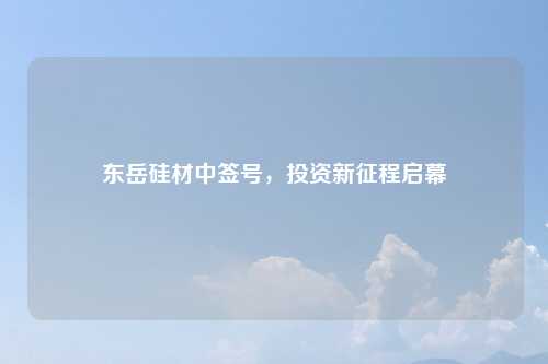 东岳硅材中签号，投资新征程启幕