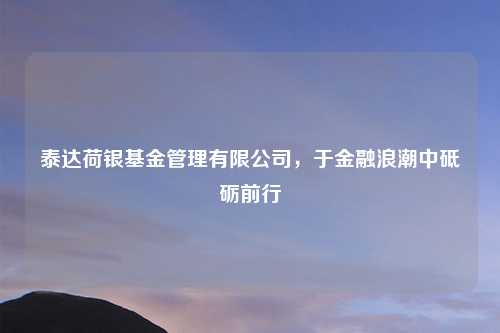 泰达荷银基金管理有限公司，于金融浪潮中砥砺前行