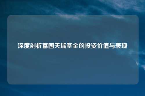 深度剖析富国天瑞基金的投资价值与表现