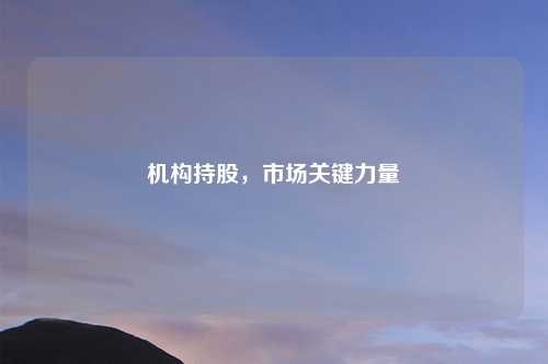 机构持股，市场关键力量