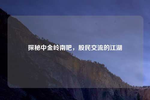 探秘中金岭南吧，股民交流的江湖