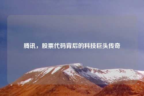 腾讯，股票代码背后的科技巨头传奇