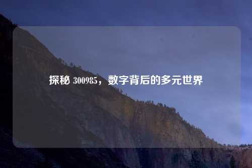 探秘 300985，数字背后的多元世界