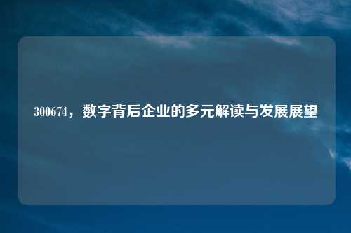 300674，数字背后企业的多元解读与发展展望