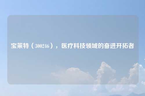 宝莱特（300246），医疗科技领域的奋进开拓者