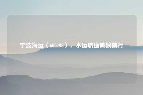 宁波海运（600798），水运航道破浪前行