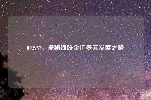 002957，探秘海联金汇多元发展之路