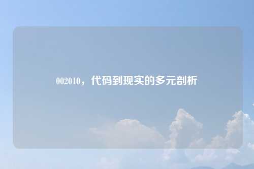 002010，代码到现实的多元剖析