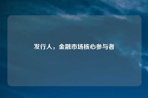 发行人，金融市场核心参与者