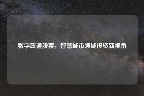 数字政通股票，智慧城市领域投资新视角