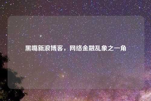 黑嘴新浪博客，网络金融乱象之一角