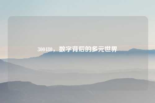 300480，数字背后的多元世界