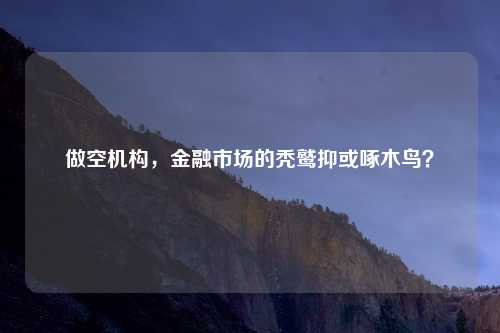 做空机构，金融市场的秃鹫抑或啄木鸟？