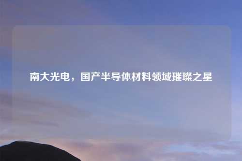 南大光电，国产半导体材料领域璀璨之星