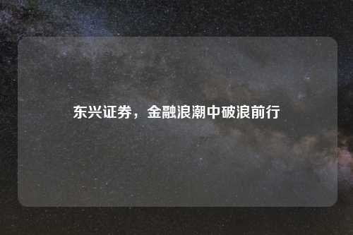 东兴证券，金融浪潮中破浪前行