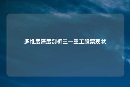 多维度深度剖析三一重工股票现状