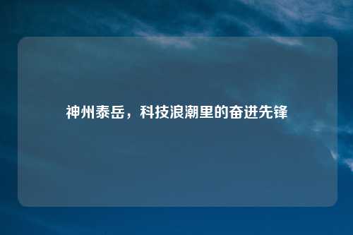 神州泰岳，科技浪潮里的奋进先锋