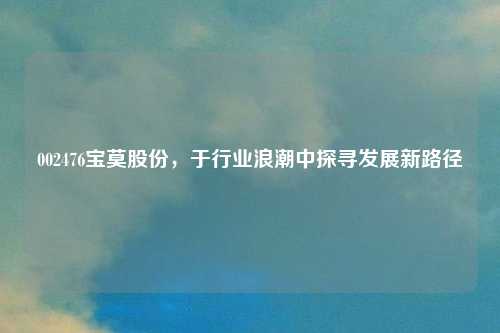 002476宝莫股份，于行业浪潮中探寻发展新路径
