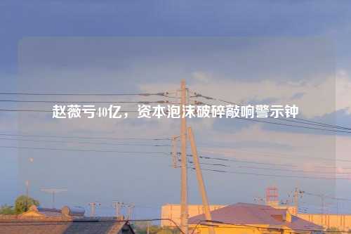 赵薇亏40亿，资本泡沫破碎敲响警示钟