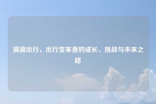 滴滴出行，出行变革者的成长、挑战与未来之路