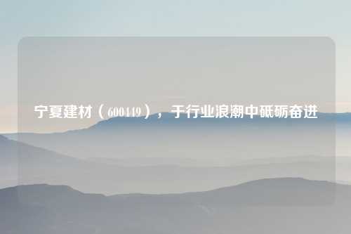 宁夏建材（600449），于行业浪潮中砥砺奋进