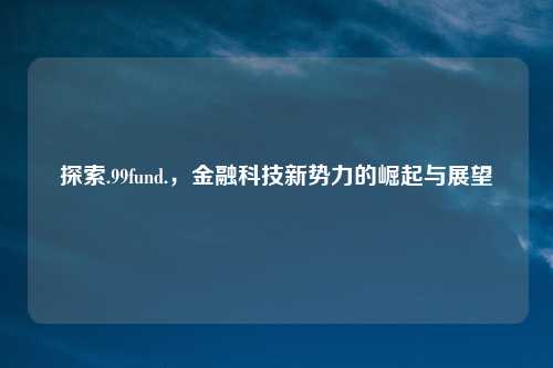探索.99fund.，金融科技新势力的崛起与展望