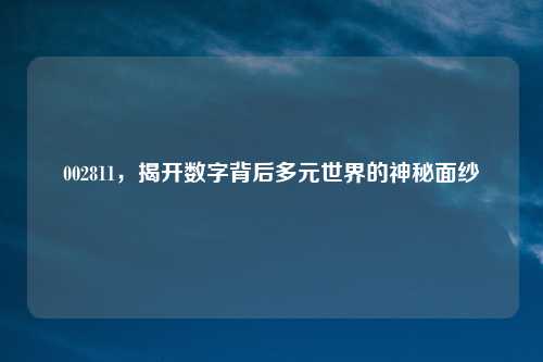002811,揭开数字背后多元世界的神秘面纱