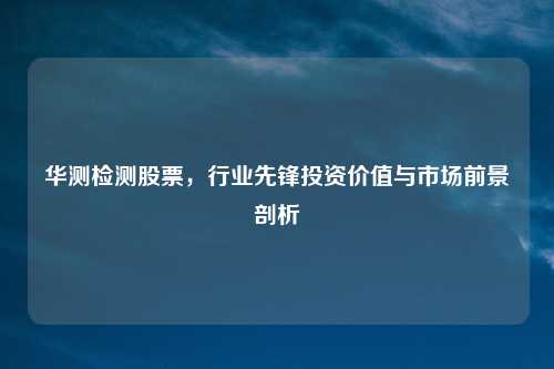 华测检测股票,行业先锋投资价值与市场前景剖析