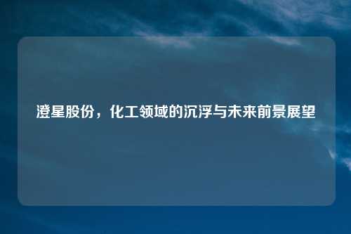 澄星股份，化工领域的沉浮与未来前景展望