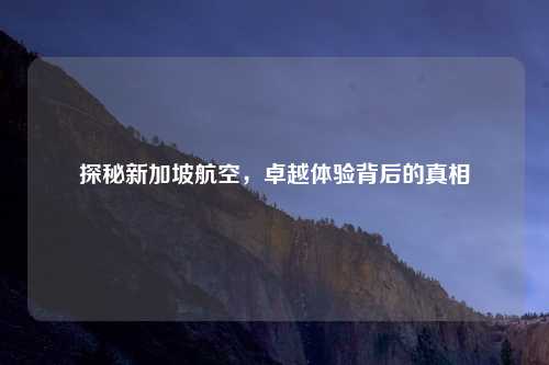 探秘新加坡航空，卓越体验背后的真相