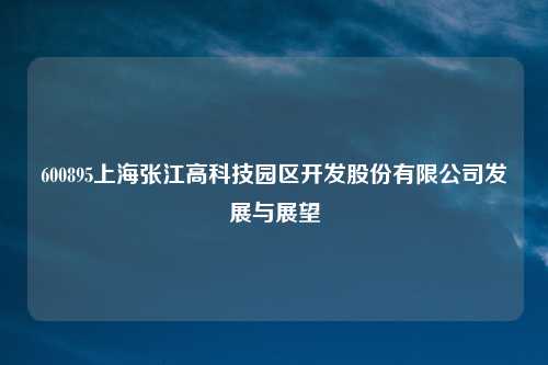 600895上海张江高科技园区开发股份有限公司发展与展望